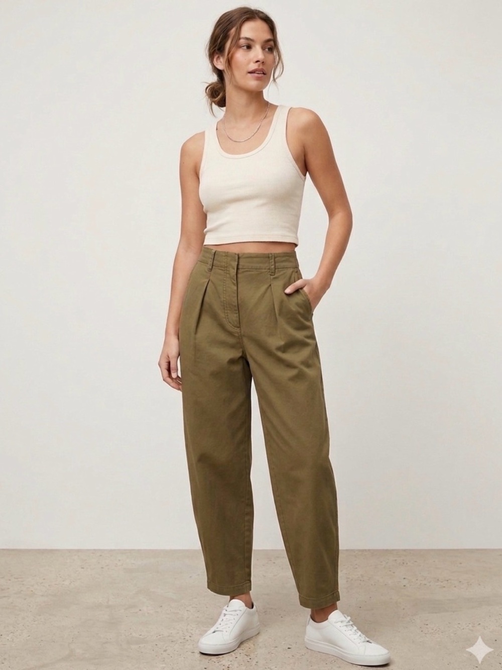 Wilfred Olive Wide-Leg High-Rise Pants